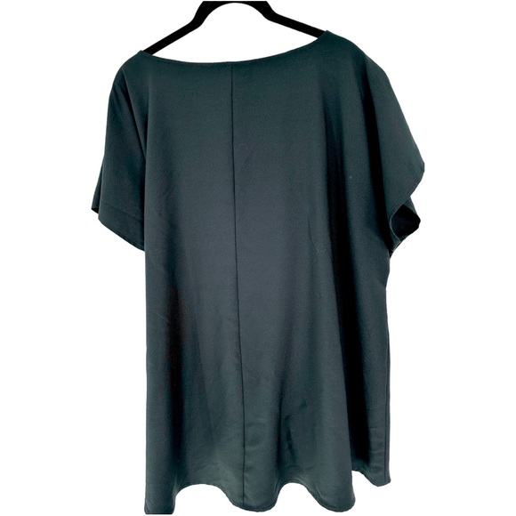 Lane Bryant Shirt Short Sleeve Blouse Black Ties In Front With Ribbon Size 14/16 - Picture 4 of 10